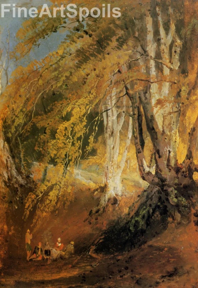 A Beech Wood with Gipsies Round a Camp Fire (1799–1801) Fine Art Print