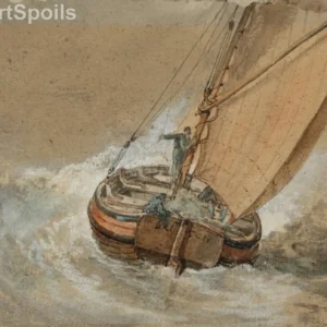 A Fishing Boat in a Rough Sea by J.M.W. Turner (1796) captured as a high-quality fine art print reproduction.