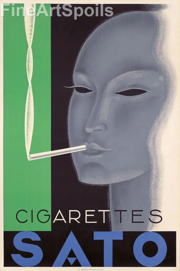 Cigarettes Sato Vintage Art Deco Poster (1933) by Leonetto Cappiello