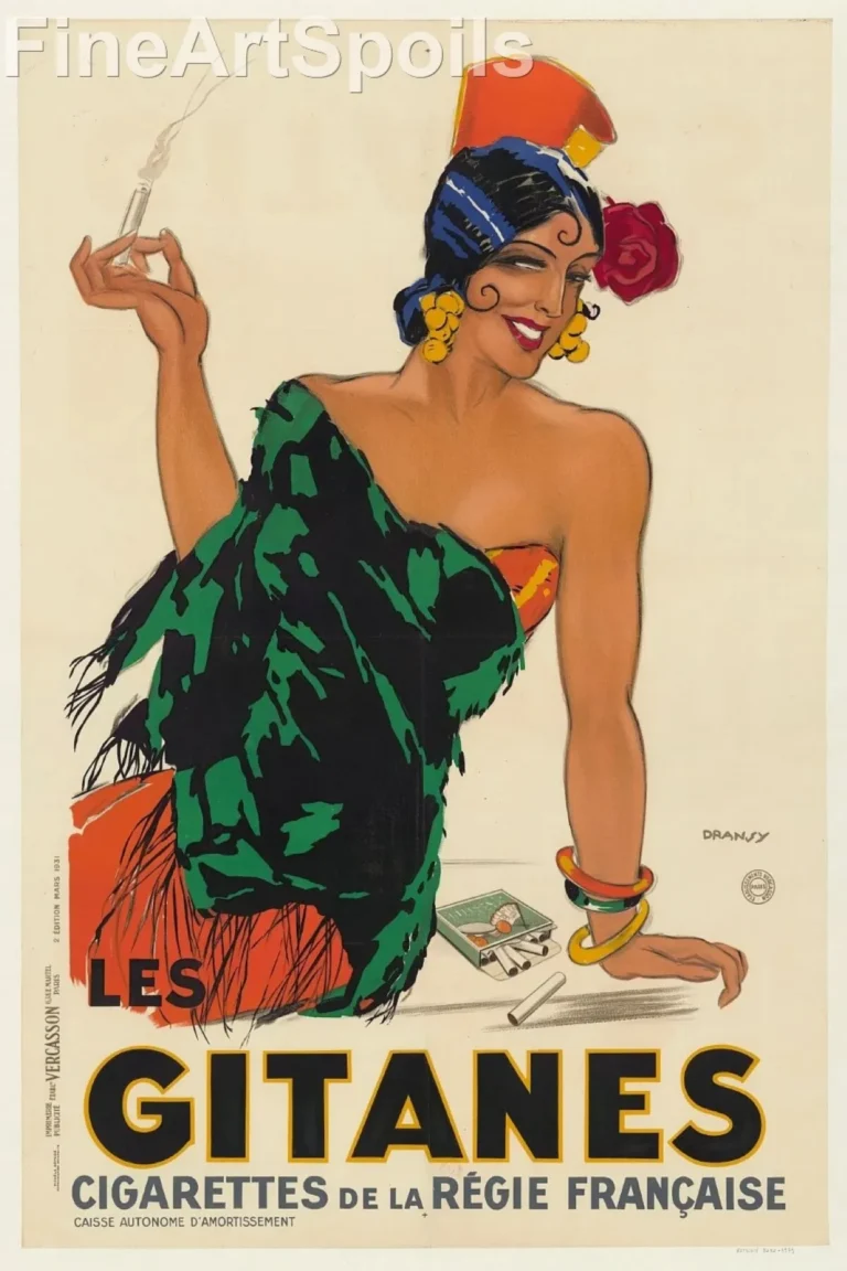 Gitanes, Cigarettes de la Régie Française by Dransy – 1931 Vintage Art Deco Poster Reproduction