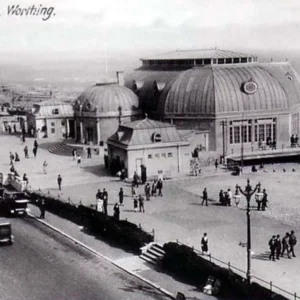 Vintage Pier Pavilion Worthing postcard captured as a high-quality fine art print reproduction.