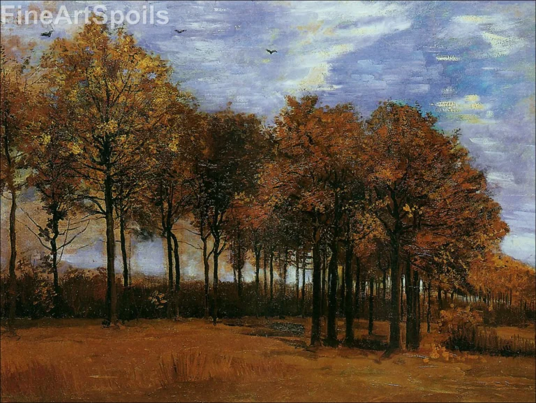The Avenue of Poplars in Autumn (1884) by Vincent van Gogh