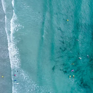 Azure Rhythm by Artist, aerial surf photography captured as a high-quality fine art print reproduction.