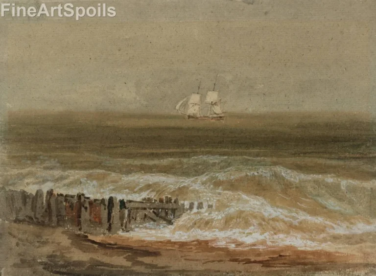 J.M.W. Turner – A Two-Masted Sailing Ship Seen from the Shore (1797)